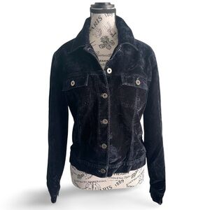 Y2K Vintage Colori Navy Velvet Fitted Jacket Size Large